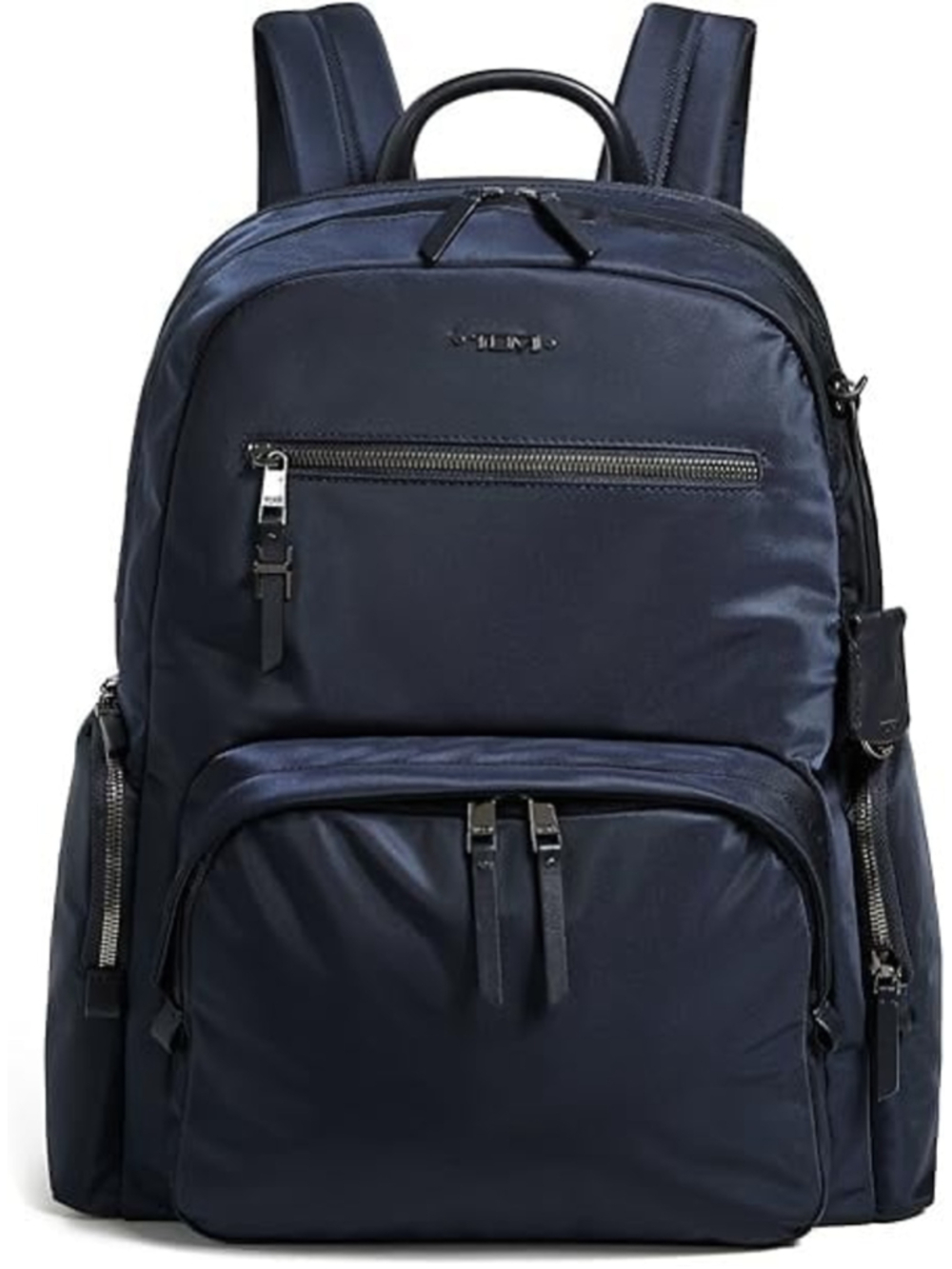 Tumi Voyageur Carson Backpack Navy Leather Trim Laptop Lightweight Bag